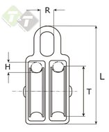 katrol dubbel met nylon rol, katrol dubbel, katrollen, katrol, dubbelkatrol