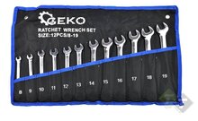Steek ringratel sleutel set - 12 delig - Ringratel steeksleutelset - GEKO