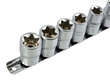 E-Torxdoppen set met doppenrail - 1/2&#039;&#039; - Inwendige torxdoppen - 9 delig - Torx dop - GEKO