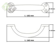 Holle handgreep - 160 mm - Meubelgreep - Zwart ge&euml;poxeerd