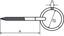 aanlegring met houtdraad - vastzetring 5x40 mm - muurring - oogbout houtdraad