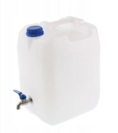 20l watercontainer - wit -metalen kraan zonder schroefdraad aan de onderkant