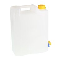 15l watercontainer - wit - gecertificeerd - kunststof kraan met een knop zonder schroefdraad aan de onderkant