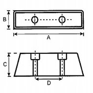 stootkussen 50x25x30x15mm 2 gaten - stootrubber - stootkussen