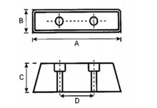 stootkussen 115x75x80x65mm 2 gaten - stootrubber - stootkussen
