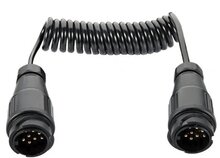 spiraalkabel 13-polig 12v – kunststof plug & socket – 3 meter - aanhanger kabel