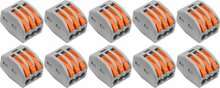 snelkoppelingen voor elektrische kabels 3 klemconnectoren draad tot 2,5 mm2 10 stuks in verpakking - doorvoer klem