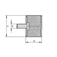 rubber buffer - m8 30x30mm - demper - 1 bout - 1 gat -  trillingen demper 