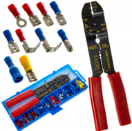 kabel afstriptang set - inclusief 100 stuks kabelschoenen - amp tang