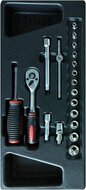 doppendoos - 1/4 duims aansluiting - 19 delig - doppenset - socketset - ratelset - benson