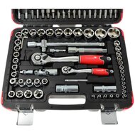 doppenset - doppendoos - 1/2 en 1/4 duims - gereedschap set - ratelset - 108 delig - tvardy