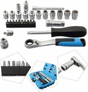 doorsteekdopsleutel set 1/4 - 29 delig met verlengstuk en bits - ratel dopsleutelset - ratel gereedschapset - doppendoos - dopp