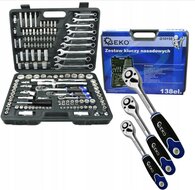doppenset - 138 delig - 1/4 - 3/8 en 1/2 aansluiting - doppendoos -  ratelset - gereedschapsset - geko