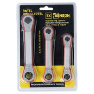 ringratel sleutel set - 3 delig - 6x8, 10x12, 11x13 mm - ratel ringsleutel - benson