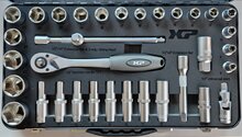 doppenset - 1/2 duims aansluiting - 34 delig - doppendoos - ratelset - xp tools