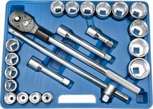 doppenset - 3/4 aansluiting - 22-delig - 6-kant - doppendoos - ratelset