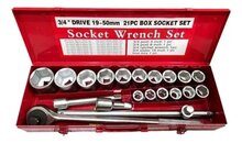 doppenset - 3/4 aansluiting - 21-delig - doppendoos - ratelset