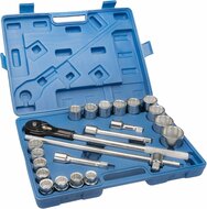 doppenset - 3/4 aansluiting - 22-delig - doppendoos - ratelset - 12-kant