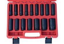 krachtdoppenset - luchtsleutel doppen - 16-delig - 1/2 aansluiting - 10 tot 32 mm - slagdoppen