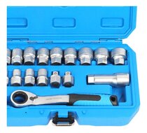 doorsteekdopsleutel set - meertands - 17-delig - omschakelratel set - doppen set