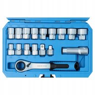 doorsteekdopsleutel set - meertands - 17-delig - omschakelratel set - doppen set