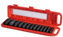 verlengde krachtdoppenset - 13-delig - 1/2 aansluiting - 12-kant - engelse maten - slagdoppen - doppenset - jmc