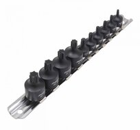 kracht torxdoppen set 11 delig - torxdop 1/4 en 3/8&#039;&#039; - torxbitdop - torxbit doppen op rail - asta