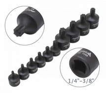 kracht torxdoppen set 11 delig - torxdop 1/4 en 3/8&#039;&#039; - torxbitdop - torxbit doppen op rail - asta