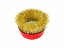 messing staalborstelschijf 75 mm - kom borstel - m14 - draadborstel - staal borstel geko