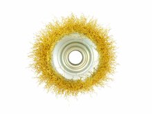 messing staalborstelschijf 75 mm - kom borstel - m14 - draadborstel - staal borstel geko