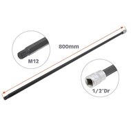 M12 1/2 duims splinedop - 800mm lang fijne vertanding - veeltand uitwendig - 12 tand dop - asta