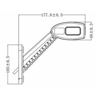 led breedtelamp 180mm 3x led - aanhanger zijlamp - zijlicht - breedtelicht