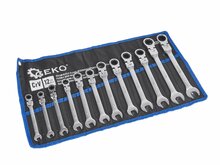 steekringratelsleutel set 12 delig - 8 tot 19 mm - ratelsleutel met ring - ringratelsleutel - ringratel - steekring ratel - gek