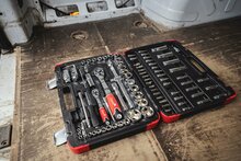 doppenset 1/4 en 1/2 duims - doppendoos - gereedschapsset - ratelset - 94 delig - tvardy