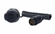 spiraal verlengkabel 7 polig - 1,8 meter kabel - spiraalkabel stekker + stekkerdoos - aanhangerkabel - horpol