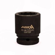 twaalfkant krachtdop - 32 mm - 3/4 duims aansluiting - slagdop - impact dop - rateldop - asta