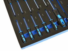 schroevendraaiers in foam inlay - schroevendraaier set 21 delig - platkop, torx en kruiskop schroevendraaierset - geko