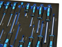 schroevendraaiers in foam inlay - schroevendraaier set 21 delig - platkop, torx en kruiskop schroevendraaierset - geko