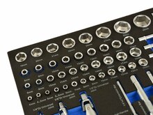 foam inlay doppenset 80 delig - doppendoos 1/4 - 3/8 en 1/2 duims - ratelset - gereedschapsset - geko