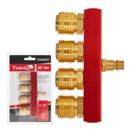 4 weg snelkoppeling euro - luchtkoppeling - messing persluchtnippel - mannelijk - tvardy