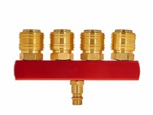 4 weg snelkoppeling euro - luchtkoppeling - messing persluchtnippel - mannelijk - tvardy