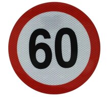 maximale snelheidssticker 60 km/h - snelheid sticker 200 mm - snelheidsbeperking sticker - klasse 2