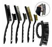 staalborstel set 7 delig - nylon - staal en messing borstels - handborstel&nbsp;- draadborstel - gmp