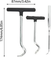 3 delig haken set&nbsp;recht en s vorm - o ringen verwijder set - afdichtring verwijderaar - Keerring trekker - haakset - precisie 