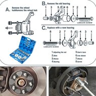 wiellager montage en demontage set - 34 delige persschijven - drukschijven&nbsp;&nbsp;- universele lager montage - lagerada
