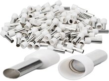 100 delig 0.5mm2 adereindhuls wit&nbsp;- kabelschoen pen - adereind hulzen - connectorpin - pennen