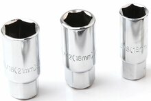 16 -&nbsp;18 - en 21mm bougiesleutel set 4 delig - bougiedoppen - bougie dop set - glowplug socket set