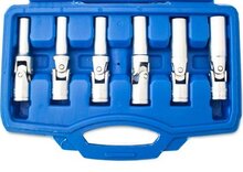 6 delige knikbaar 8 tot 16 mm 3/8'' aansluiting bougiesleutel set - bougie dop - bougiedoppen met draaikop - glow