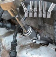 6 delige knikbaar 8 tot 16 mm 3/8'' aansluiting bougiesleutel set - bougie dop - bougiedoppen met draaikop - glow