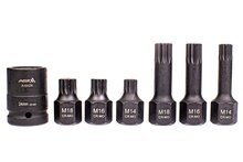 kracht spline doppen 8 delige - veeltanddop bitten set - 12 tand bit - asta
